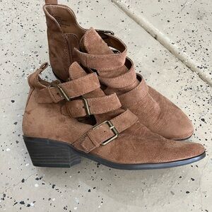 Brown Suede strappy Ankle Boots